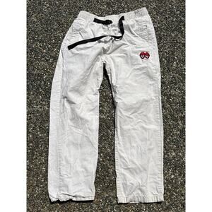 Krooked Eyes White Small Elastic Waist Pants ripstop grunge stained painted